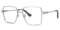 Fevziye - Square Silver Eyeglasses | Vooglam Front View