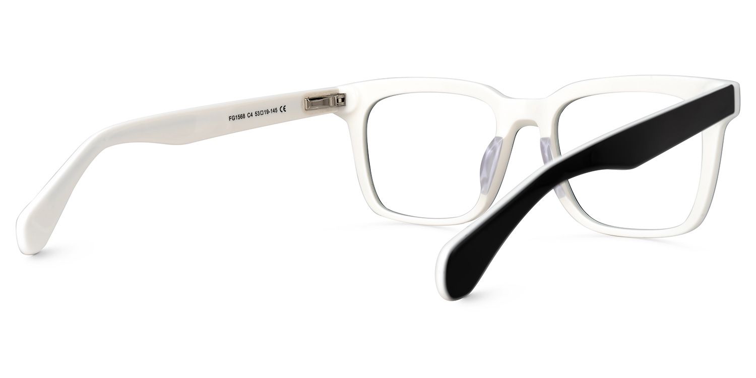 Derora - Rectangle Black/White Eyeglasses | Vooglam Side View