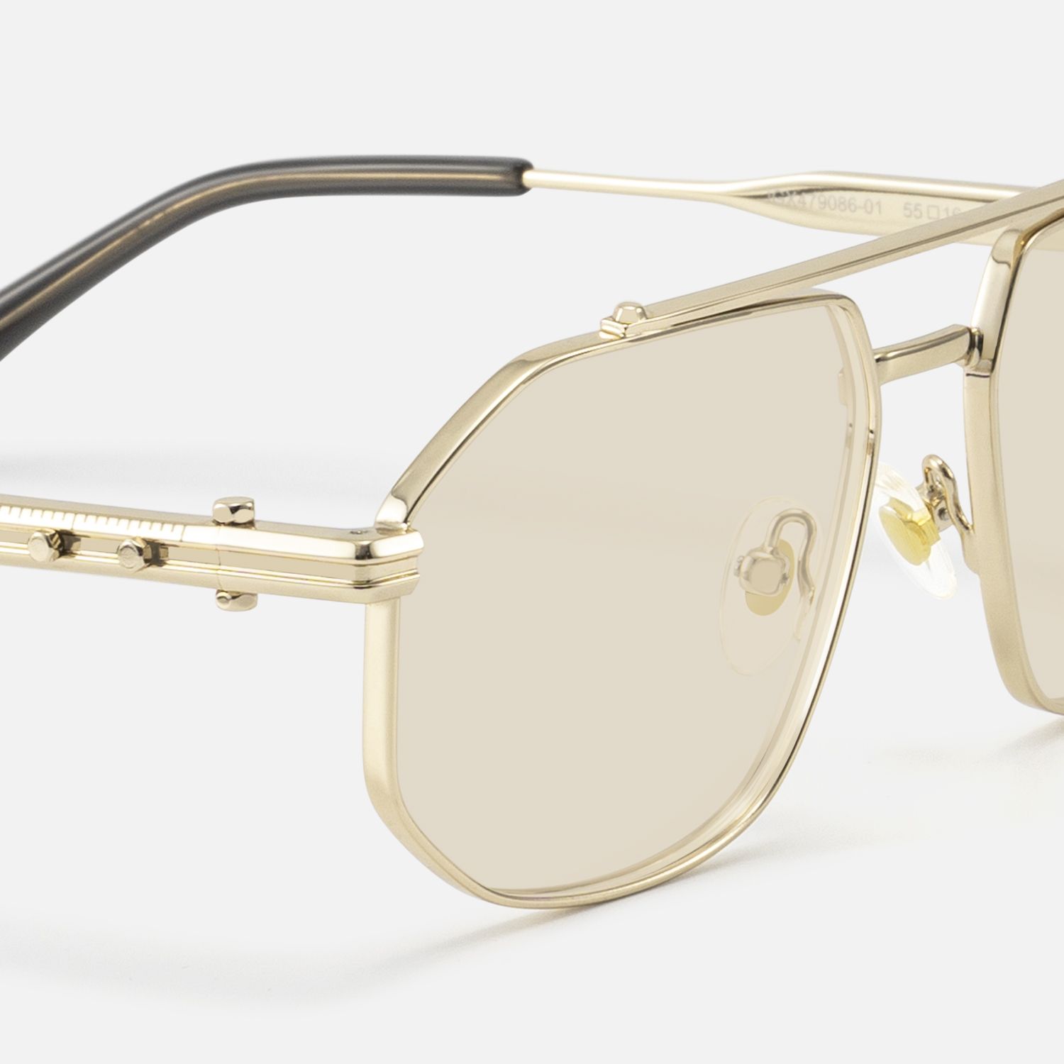 Ando - Gold Geometric Aviator Scale Sunglasses | Vooglam Design Details