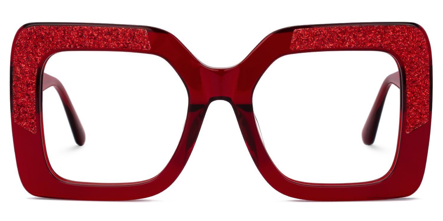 Hakeem - Square Red Eyeglasses | Vooglam Angle View
