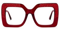 Hakeem - Square Red Eyeglasses | Vooglam Angle View