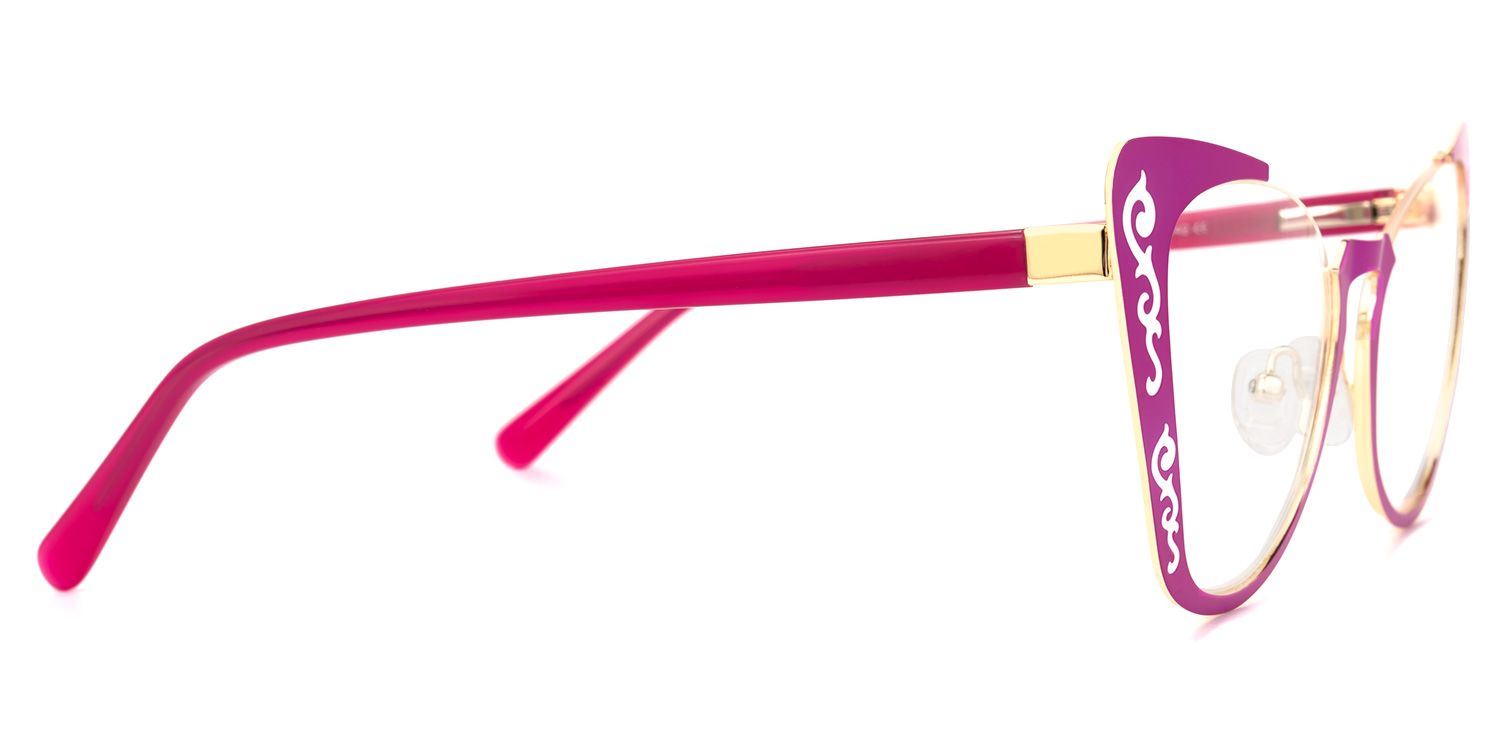 Ithran - Cat Eye Purple Eyeglasses by Vooglam - Product View 4