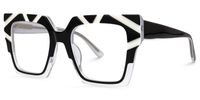 Darius - Square Black/White Eyeglasses | Vooglam Front View