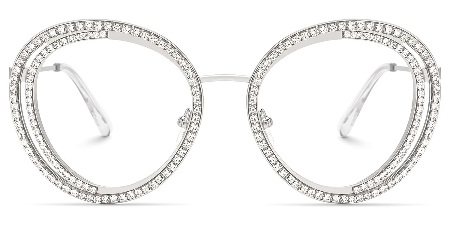 Hafiz - Round Silver Eyeglasses | Vooglam Angle View