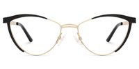 Sydney - Black & Gold Browline Metal Glasses  | Vooglam Angle View