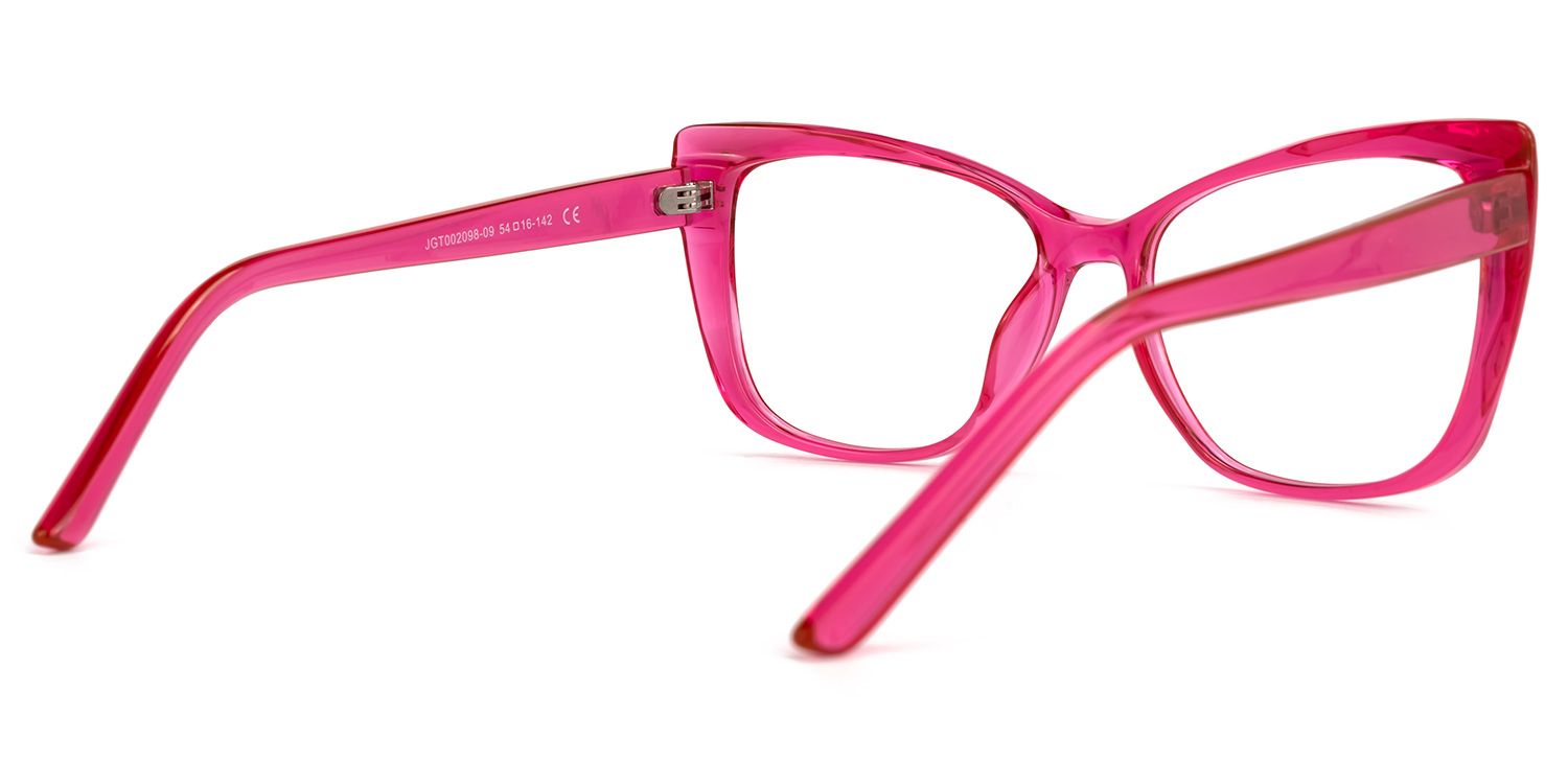 Raquel - Bold Hot Pink Square Frame Glasses | Vooglam Side View