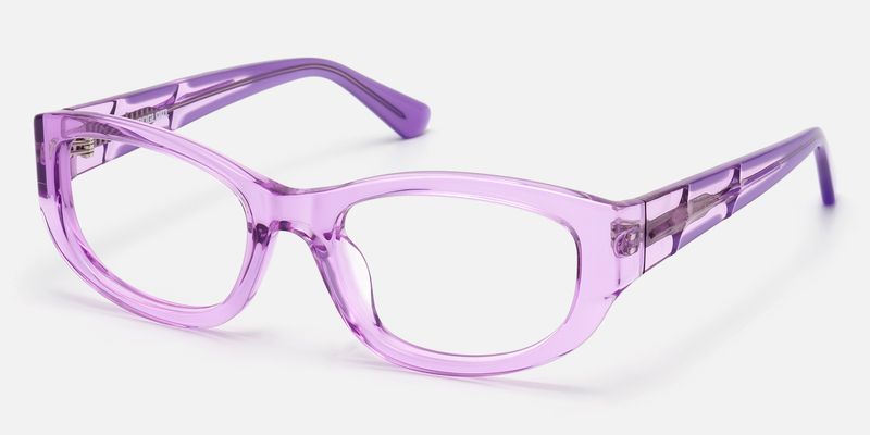Bubble - Clear Lavender Oval Rectangle Glasses by Vooglam