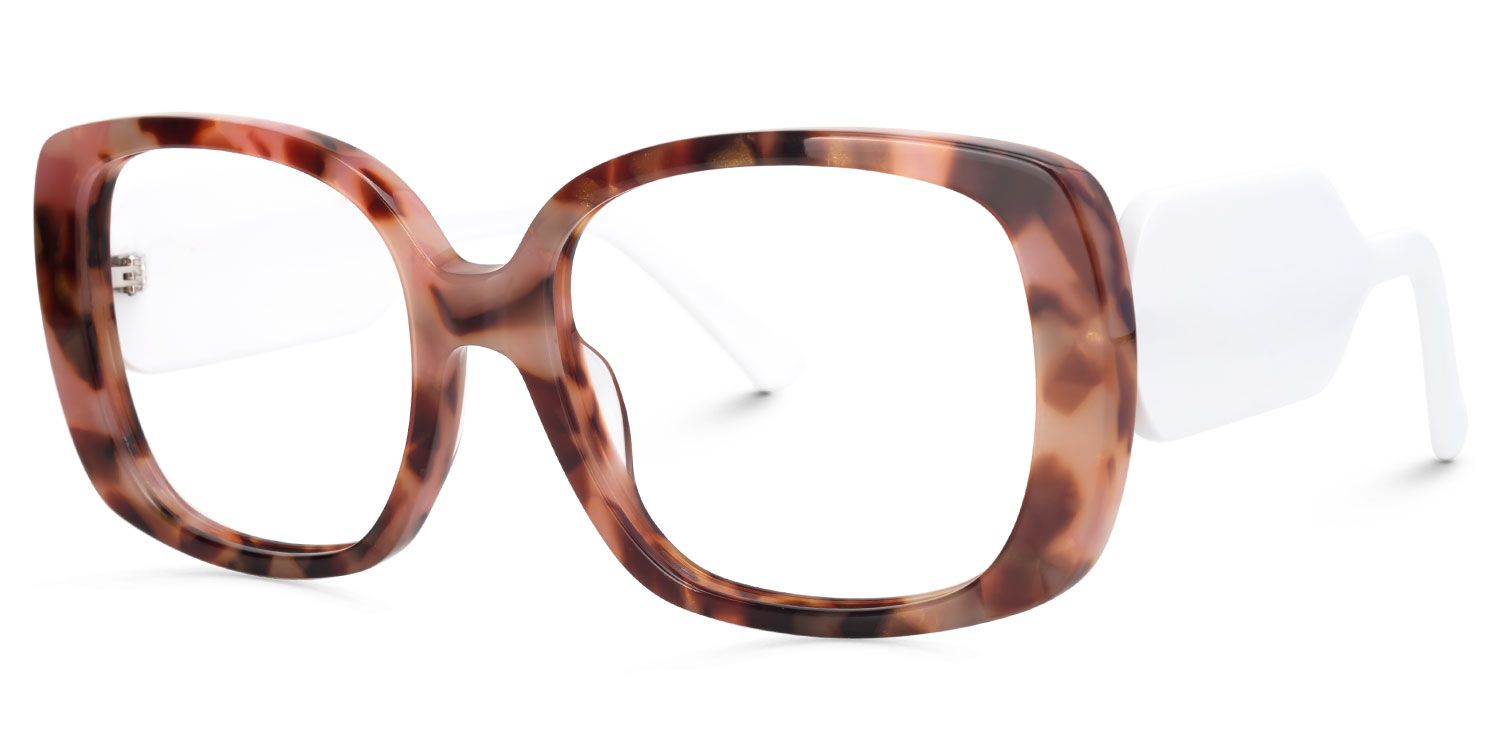 Elisaveta - Rectangle Pink/Tortoise Eyeglasses | Vooglam Front View