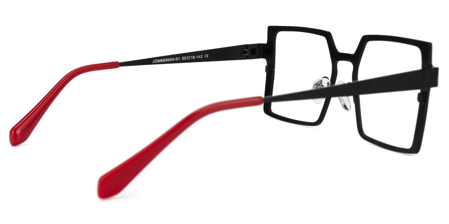 Elowen - Rectangle Black Eyeglasses | Vooglam Side View