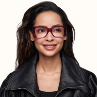 Kente - Rectangle Purple Eyeglasses | Vooglam On Model 1