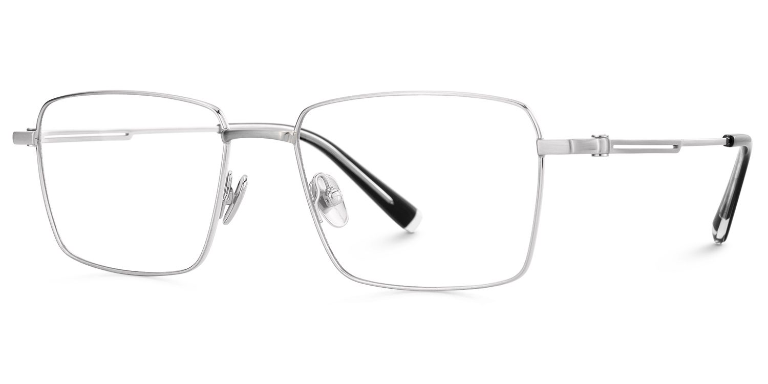 Slate - Rectangle Silver Eyeglasses | Vooglam Front View
