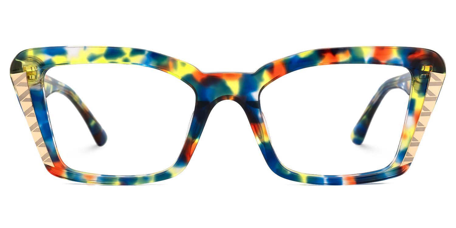 Fiachra - Rectangle Blue/Tortoise Eyeglasses | Vooglam Angle View