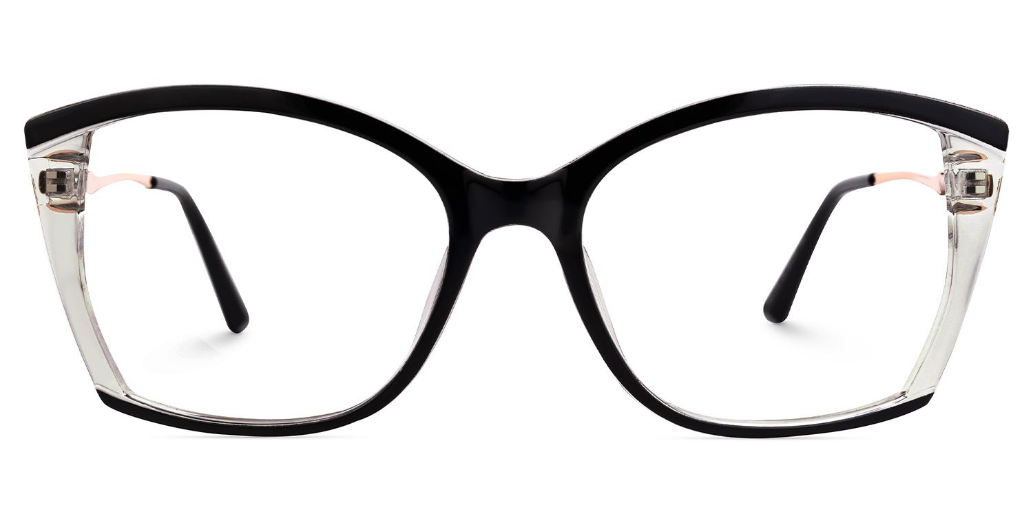 Edzia - Geometric Black Eyeglasses | Vooglam Angle View
