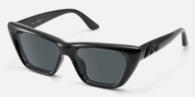 Meguro - Black Inflated Cat-Eye Tinted Sunglasses | Vooglam