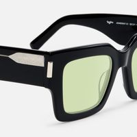 Vaeda - Black Square Green Lens Sunglasses | Vooglam Design Details