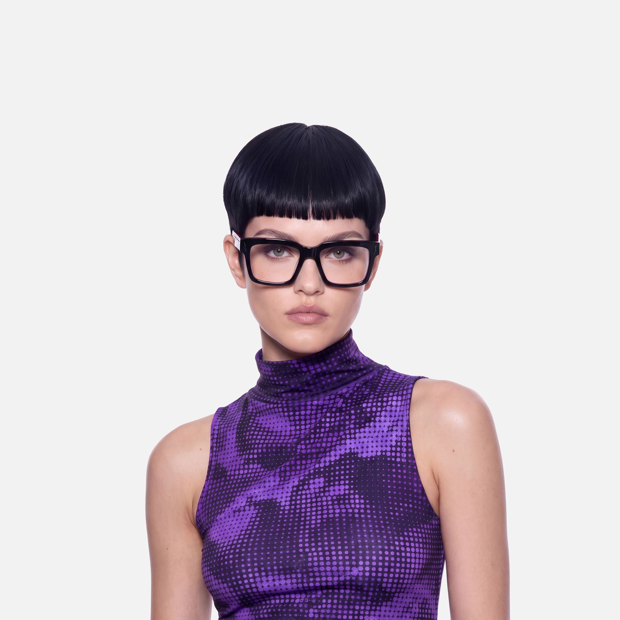 Razor - Thick Acetate Black Glasses | Vooglam On Model 1