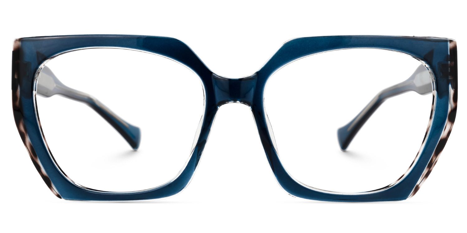 Edge - Geometric Blue Eyeglasses | Vooglam Angle View