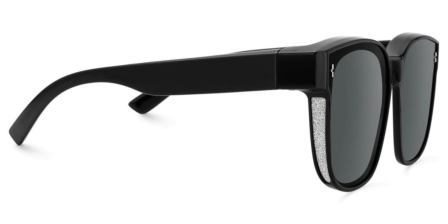Madesh - Square Black Fit Over Sunglasses by Vooglam - Product View 4