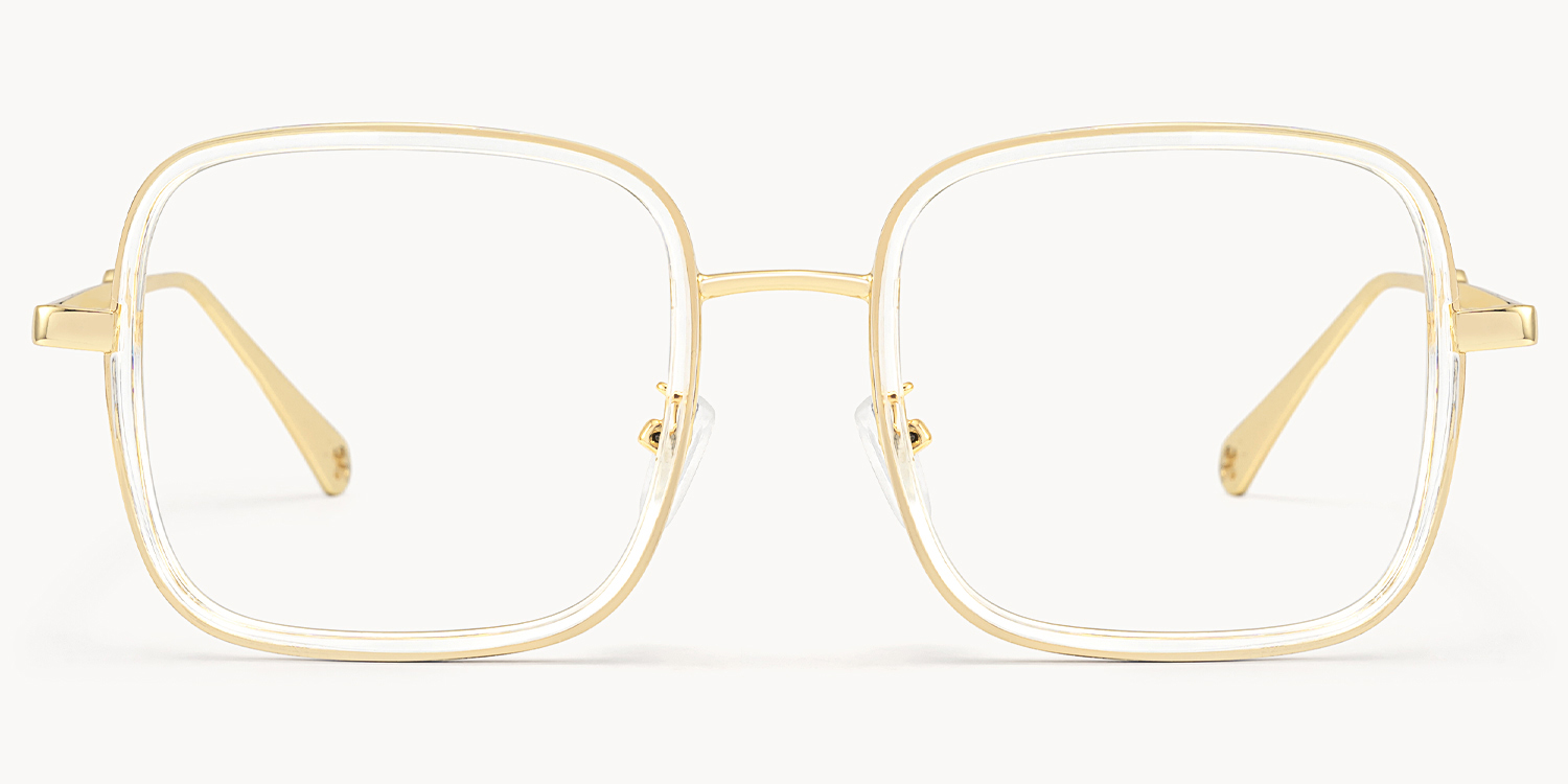 Jace - Clear Square Designer Glasses Gold Temples