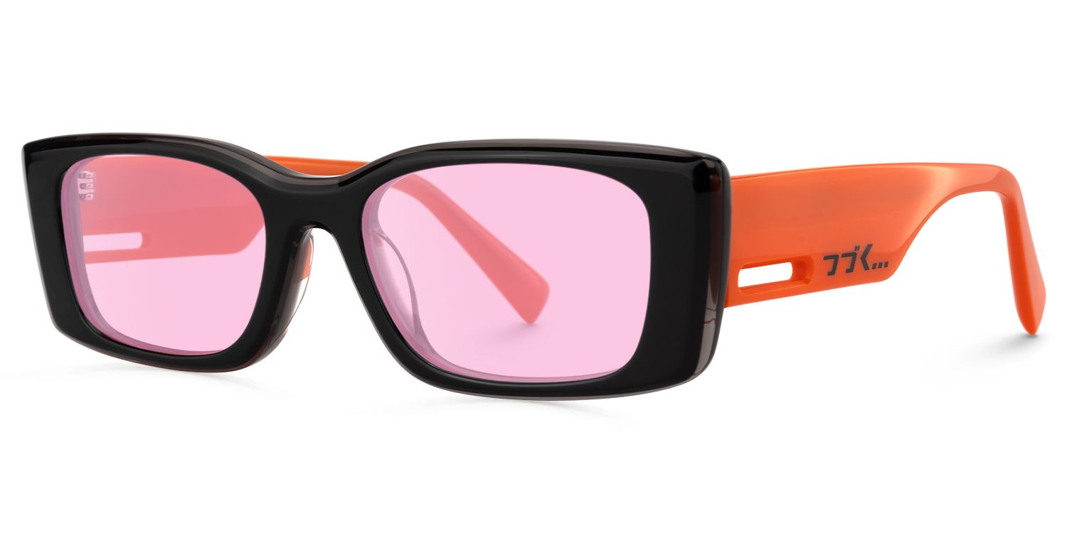 Horizon - Rectangle Black Sunglasses | Vooglam Front View