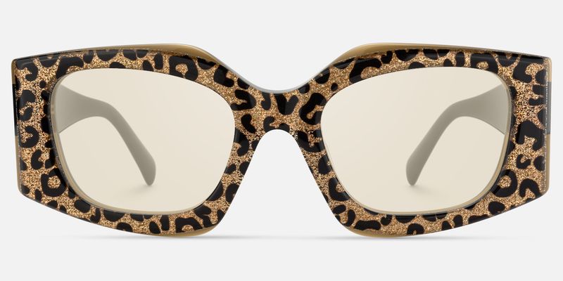 Tahlia - Glitter Leopard Print Sunglasses | Vooglam