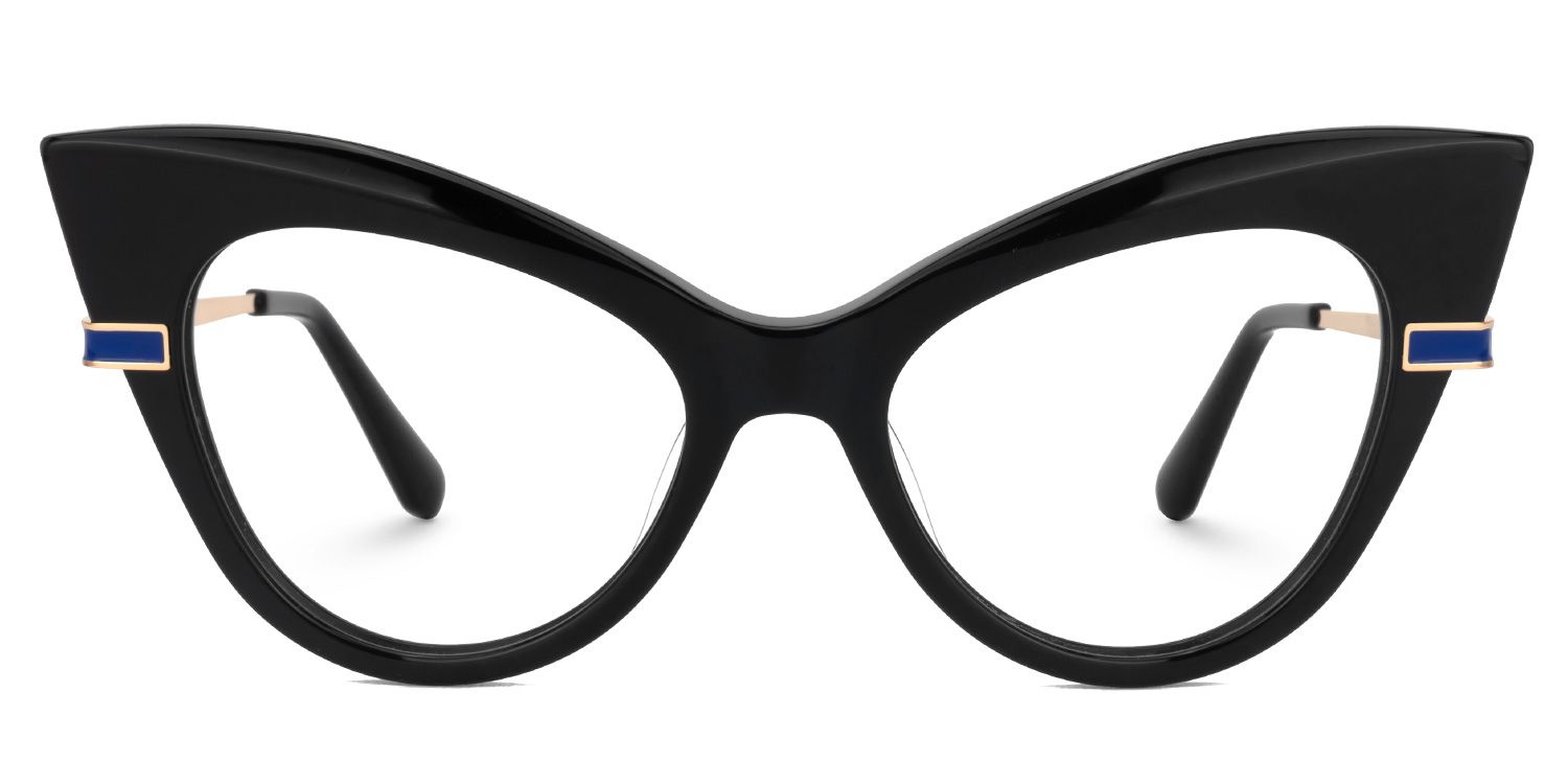 Fabrizio - Cat Eye Black Eyeglasses by Vooglam - Angle View