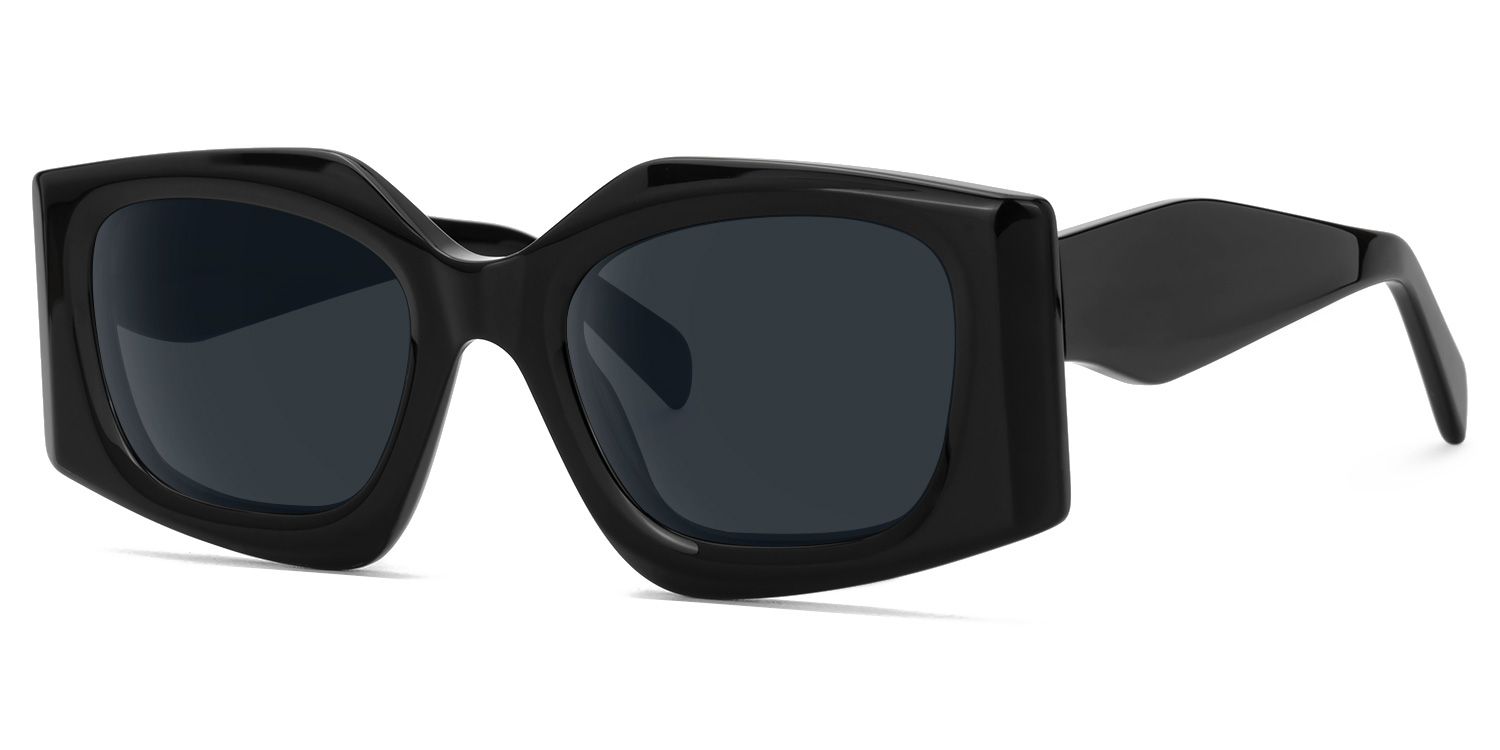 Madelief - Geometric Black Sunglasses | Vooglam Front View