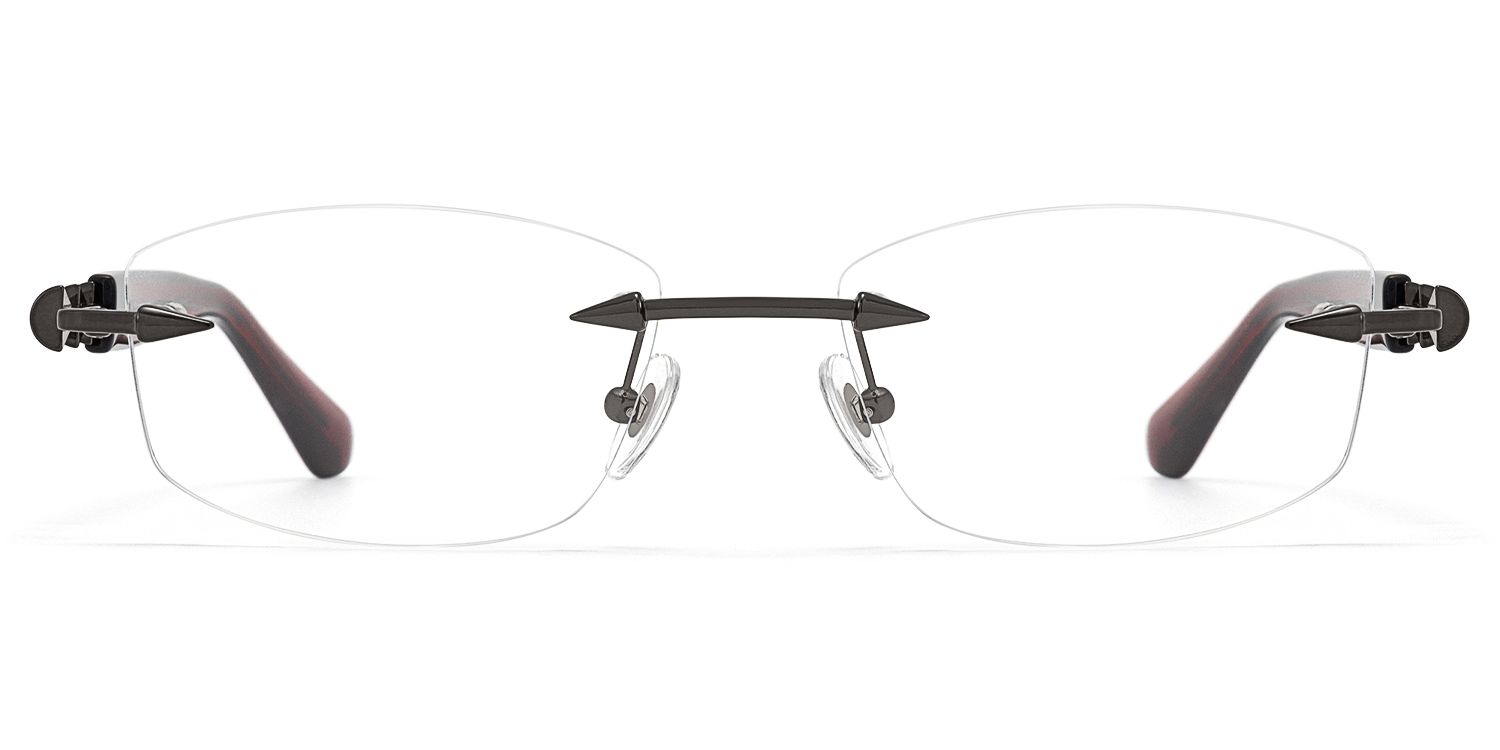 Fracture - Black & Red Rimless Spike Glasses | Vooglam Product Details 1