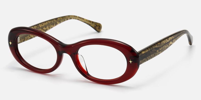 Vexa - Cherry Red Leopard Temple Glasses | Vooglam