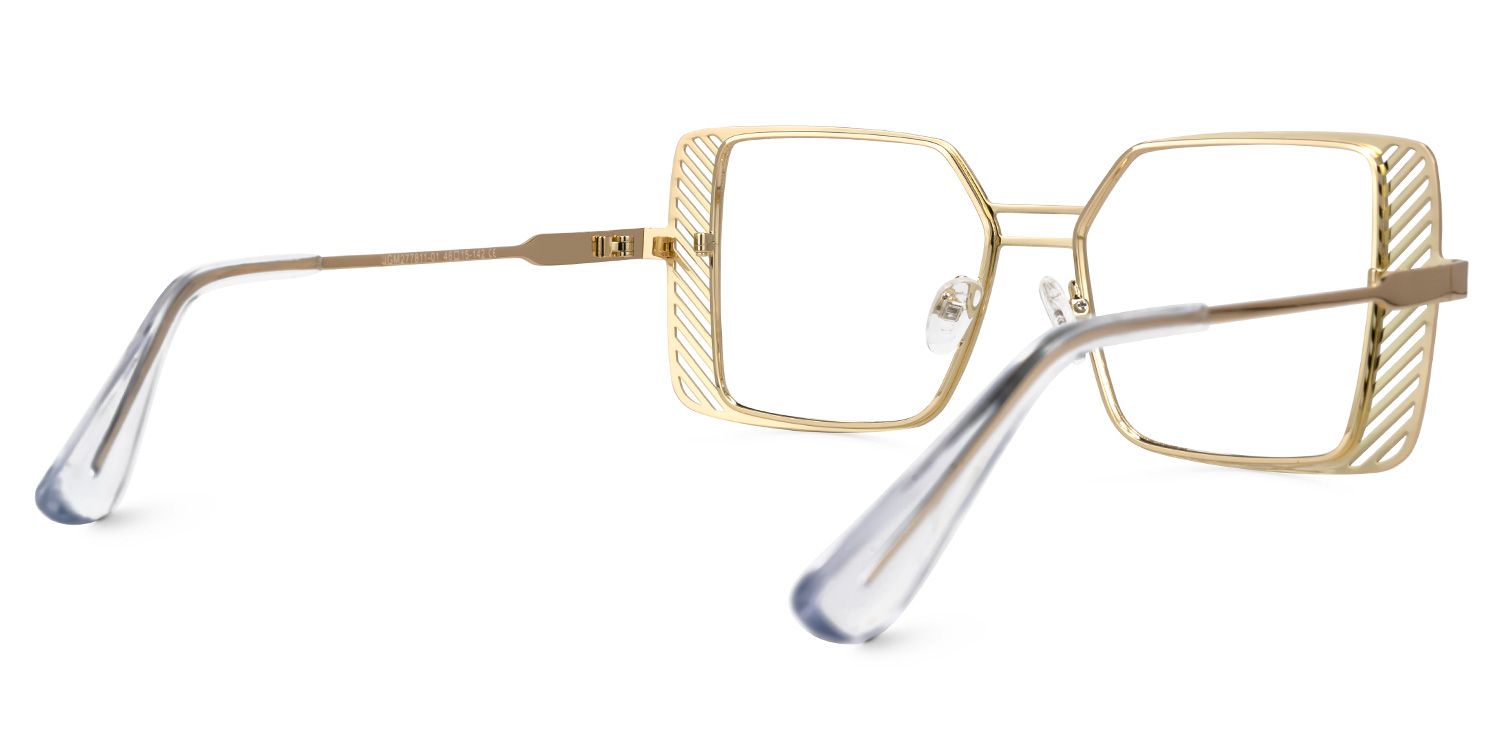 Eirene - Square Gold Eyeglasses | Vooglam Side View
