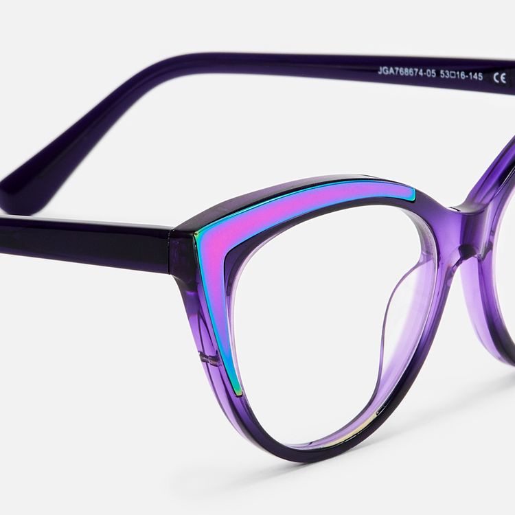 Women\'s Purple & Blue Patterned Rounded cat-eye frame Sunglasses Purple Cat-Eye Sunglasses | Panther main image 4