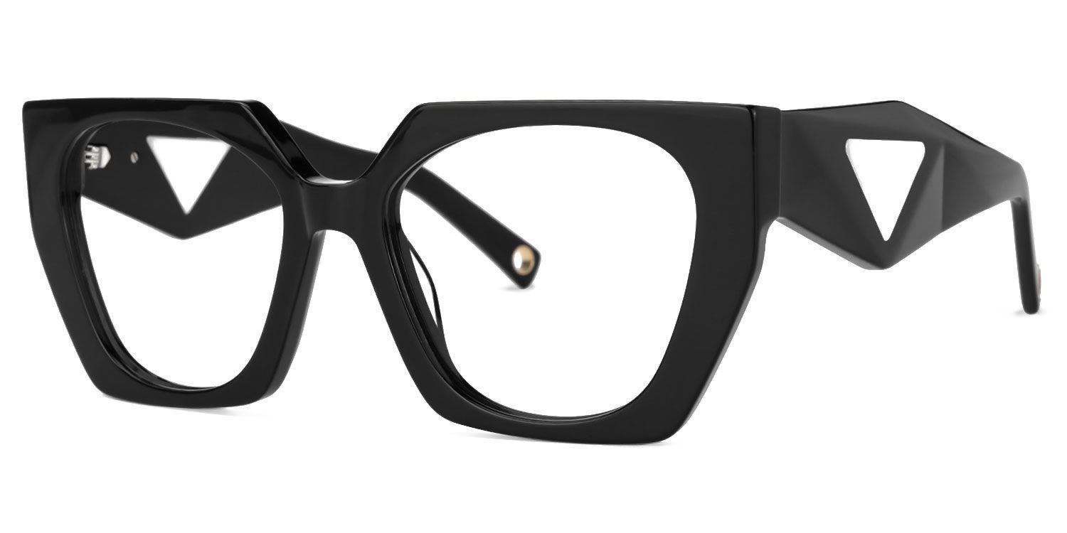 Eliab - Geometric Black Eyeglasses | Vooglam Front View