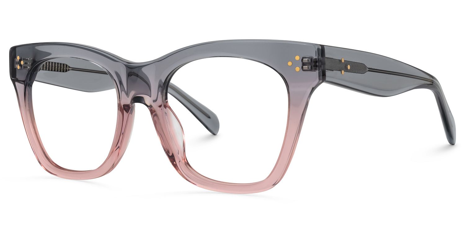 Carole - Rectangle Grey/Pink Eyeglasses | Vooglam Front View