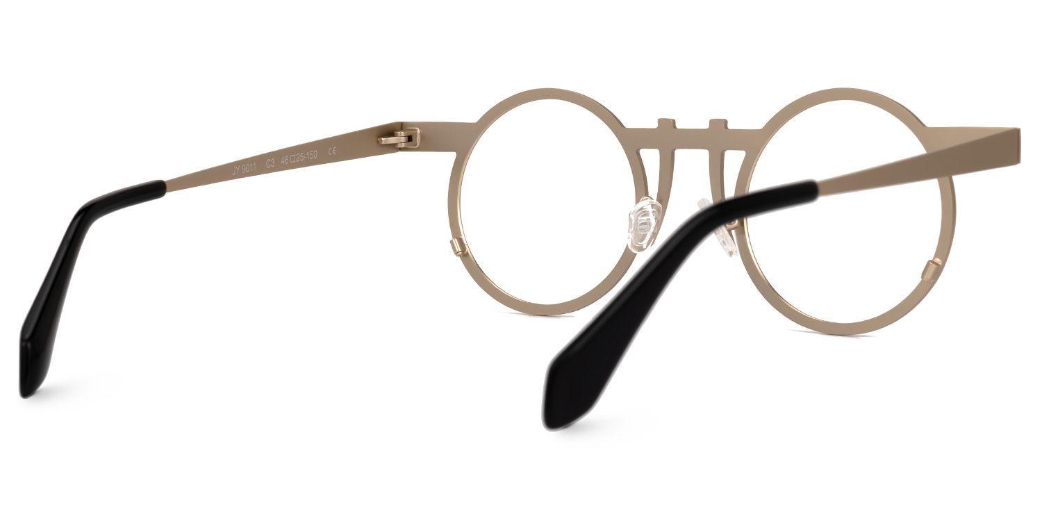 Adkins - Round Gold Eyeglasses | Vooglam Side View