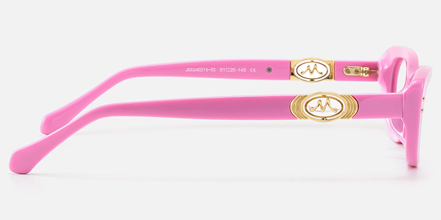 Ginza - Pink Acetate Narrow Cat Eye Rave Glasses | Vooglam Side View