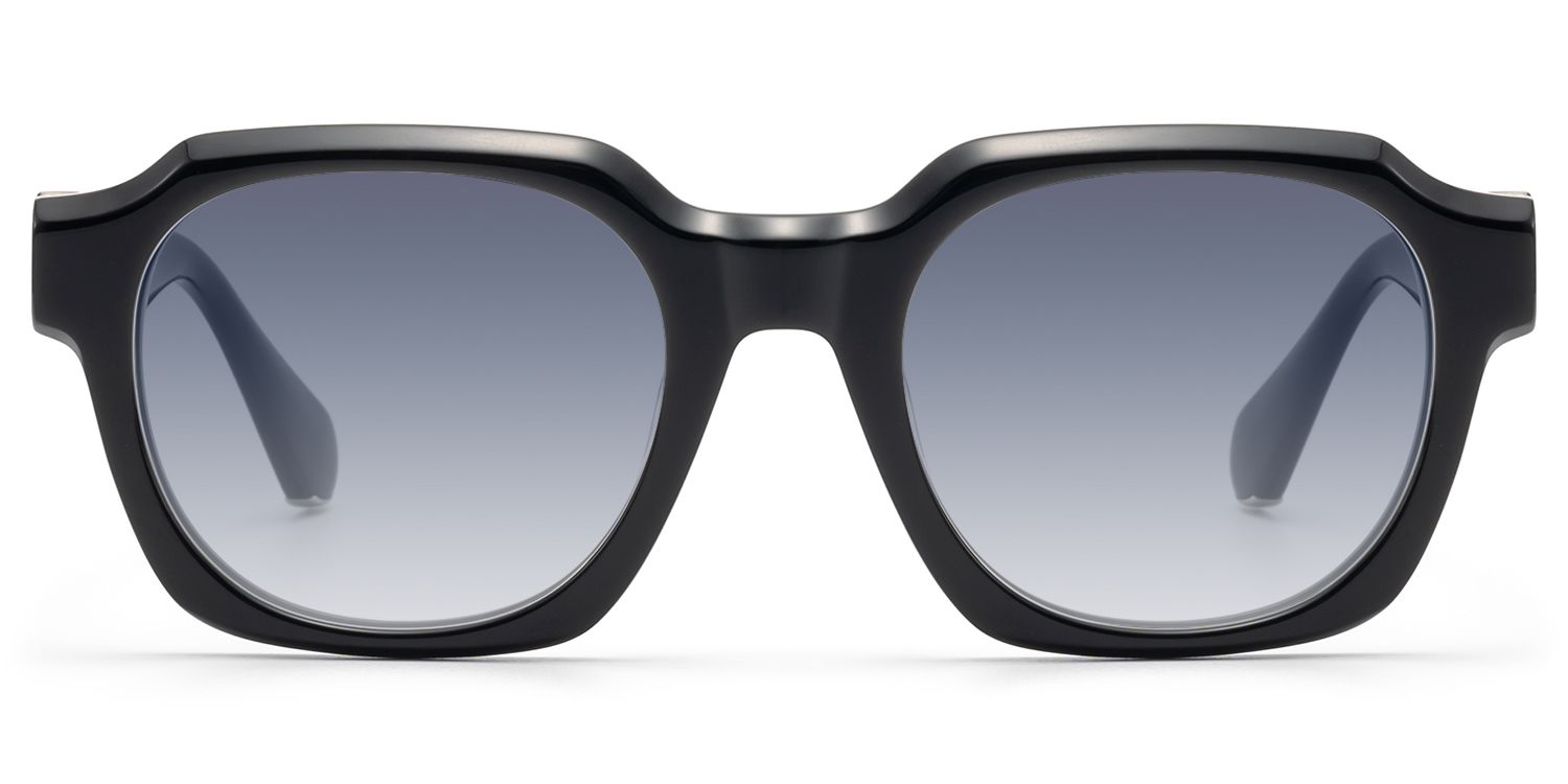 Frame Size of Vernon - Glossy Black Gradient Gray Sunglasses | Vooglam