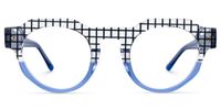 Annaisha - Round Blue Eyeglasses | Vooglam Angle View