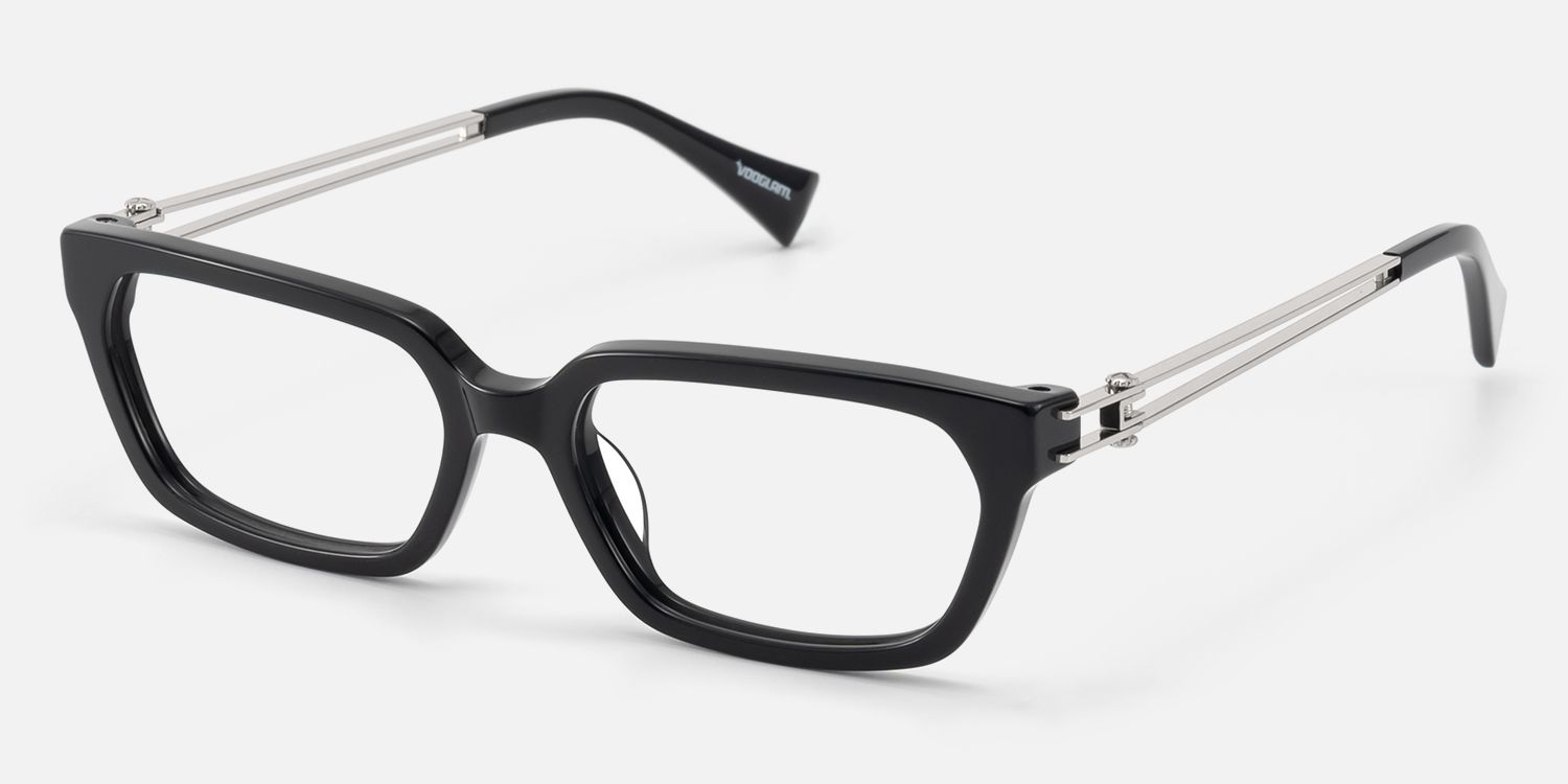 Scarpa - Black Double Wire Acetate Glasses | Vooglam Front View