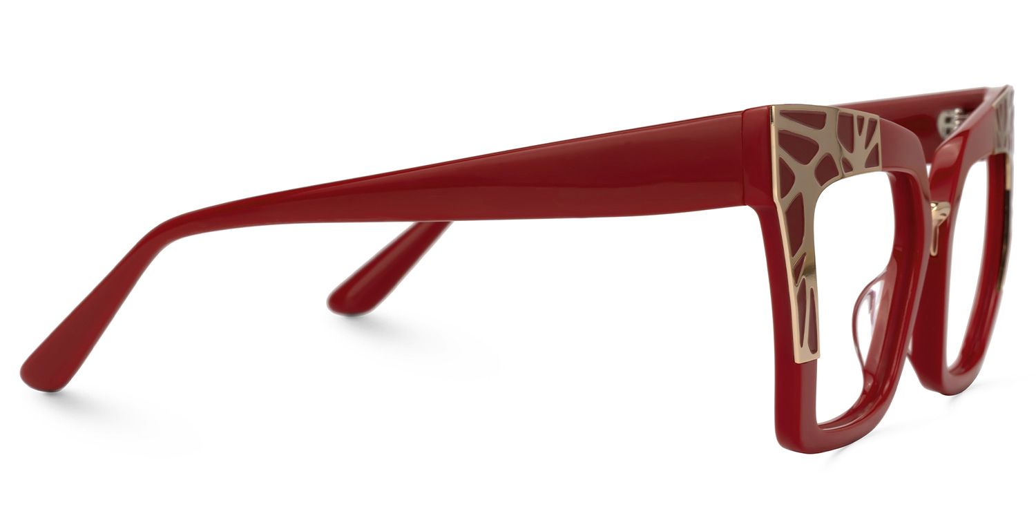 Dangela - Square Red Eyeglasses | Vooglam 4