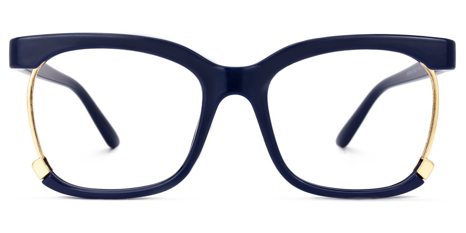 Adjoa - Rectangle Blue Eyeglasses | Vooglam Angle View