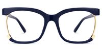 Adjoa - Rectangle Blue Eyeglasses | Vooglam Angle View