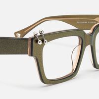 PIERCE - Square Red Acetate Eyeglasses | Vooglam Design Details