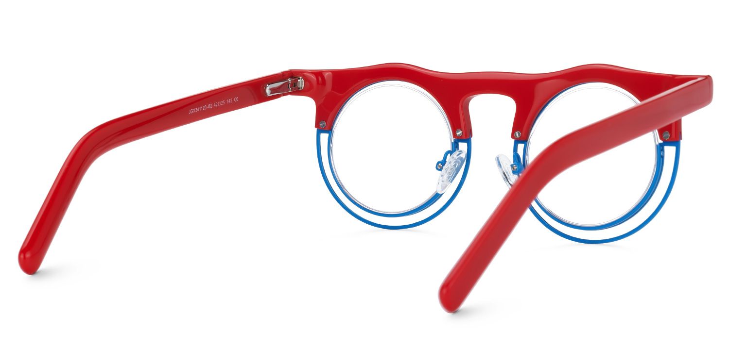 Farthing - Round Red Eyeglasses by Vooglam - Side View