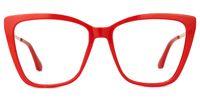 Adebola - Square Red Eyeglasses | Vooglam Angle View
