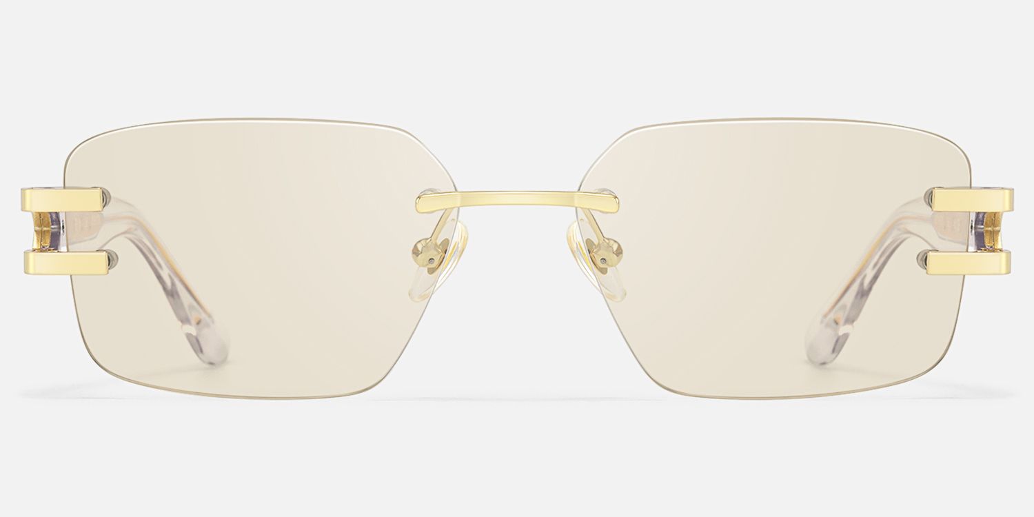 Aurum - Black Rimless Rectangle Glasses | Vooglam Angle View