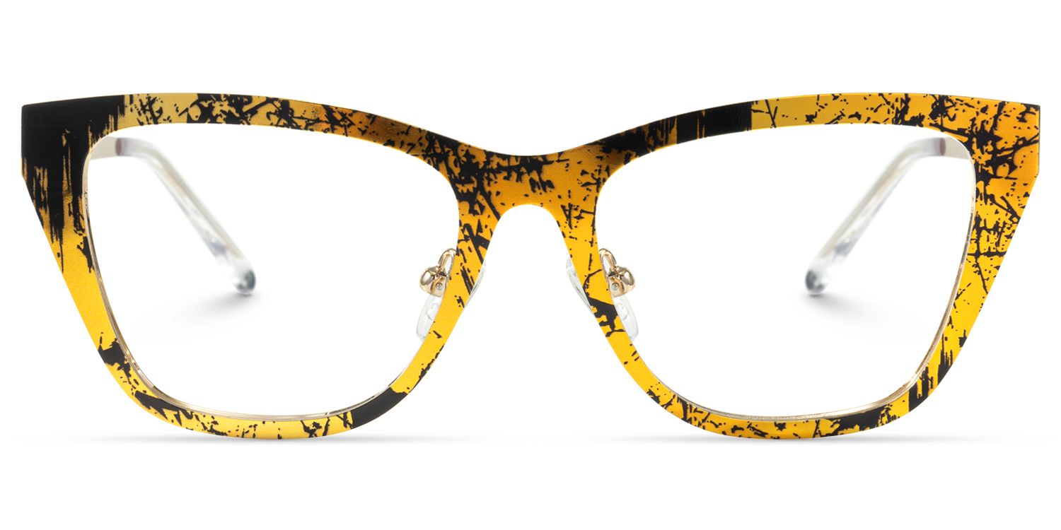 Tamah - Cat Eye Yellow Eyeglasses | Vooglam Angle View