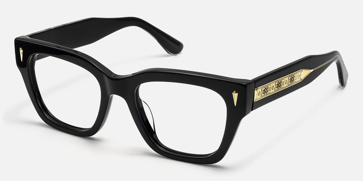 Asante - Square Black Eyeglasses | Vooglam Front View