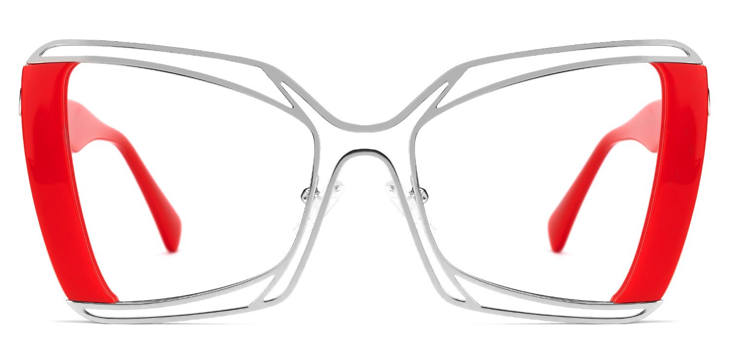 Russell - Square Red Eyeglasses | Vooglam Angle View
