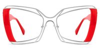 Russell - Square Red Eyeglasses | Vooglam Angle View