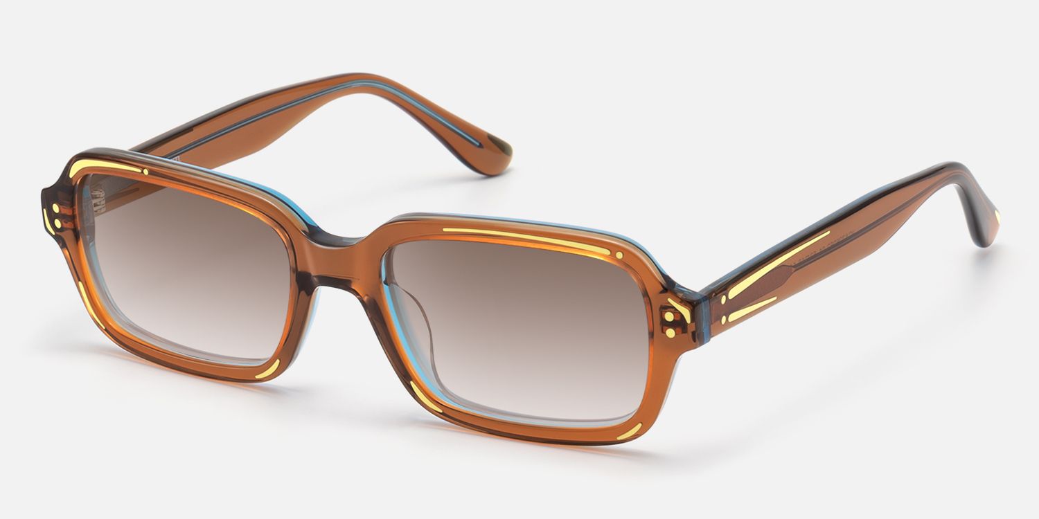 Pixel - Clear Brown Comic Gradient Tint Sunnies by Vooglam - Front View